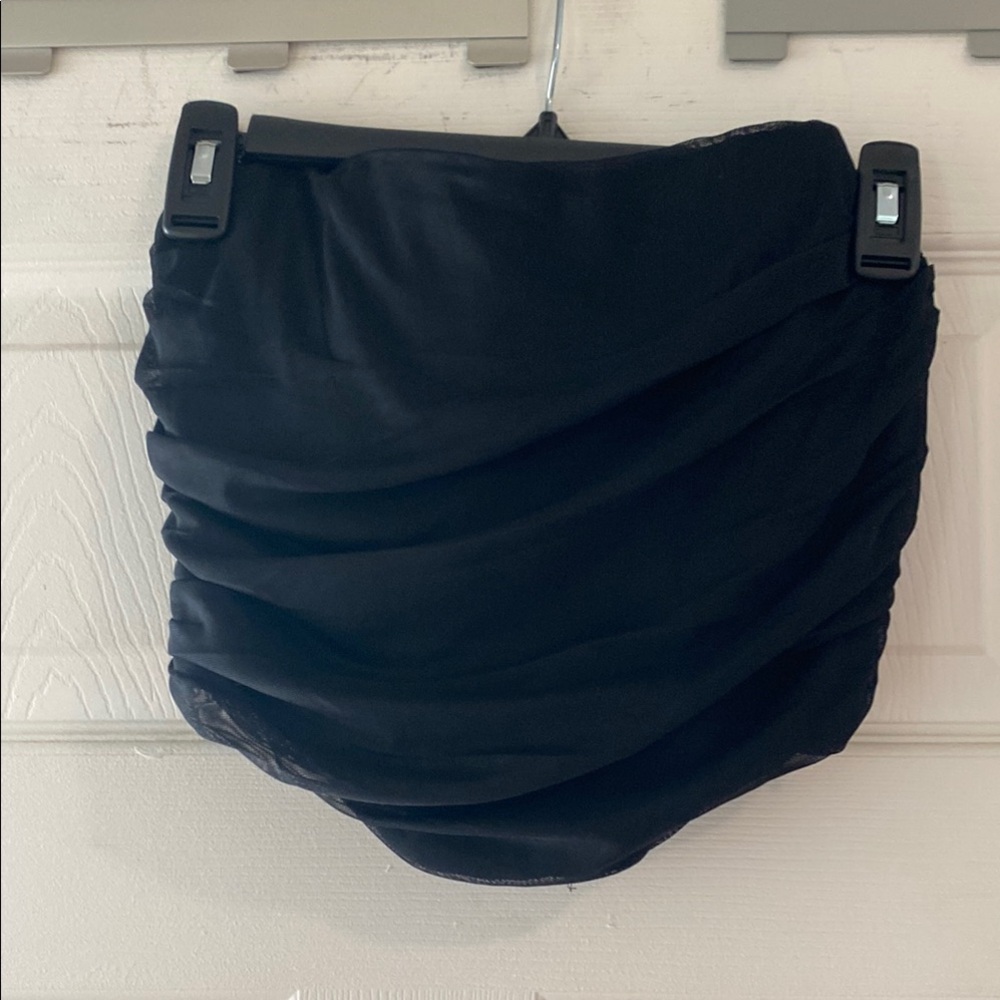 Black Corset Tube Top with Chiffon Overlay